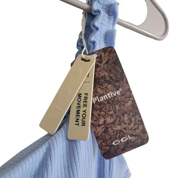 NEW OGL Move Size M Plantive Elf Brami Mini Dress With Shorts Baby Blue Ribbed - Picture 6 of 17